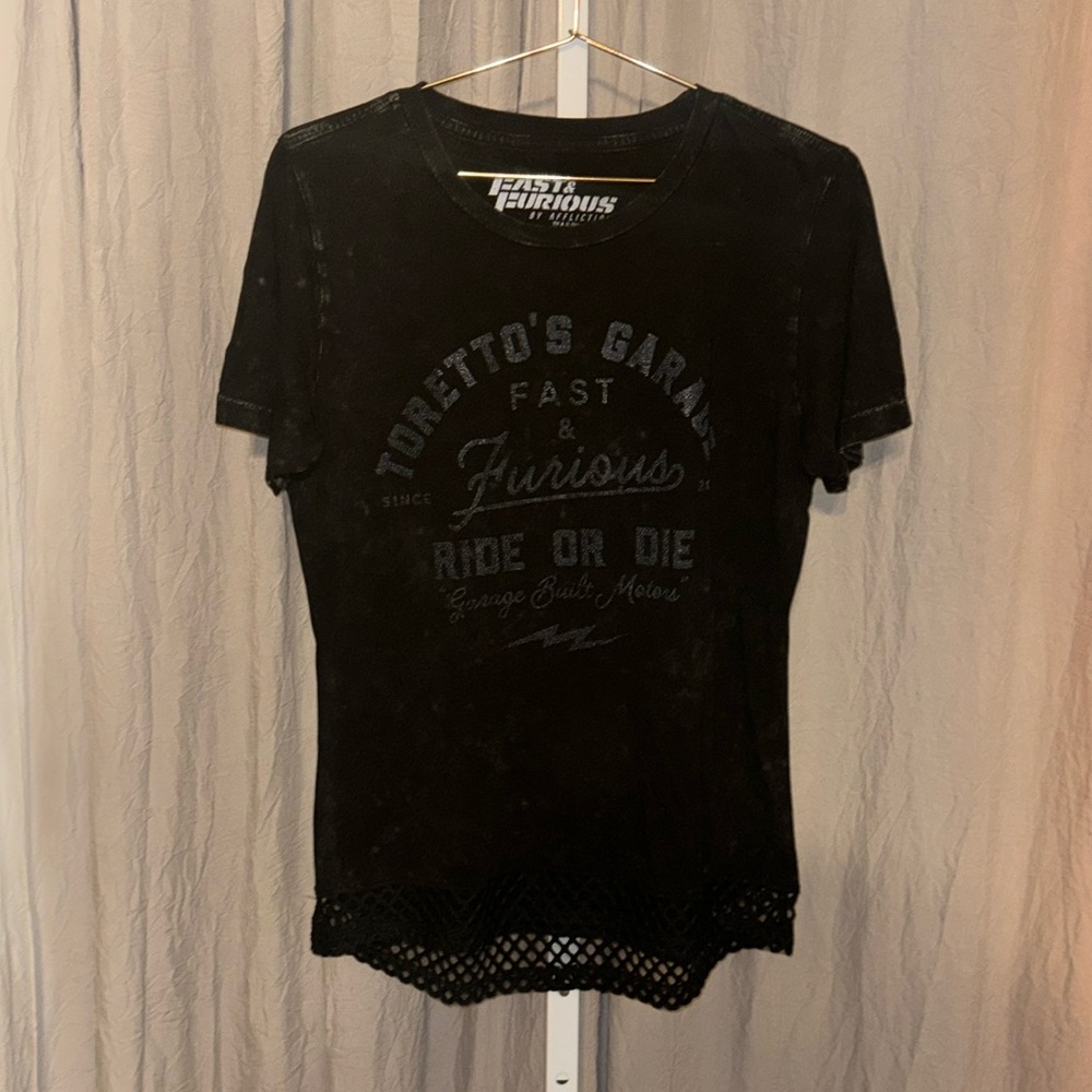 Fast & Furious by Afflicted Tee, Medium, Faded Black, NWOT